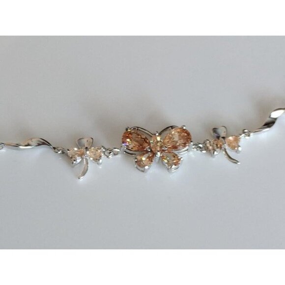 Butterfly Bracelet Sterling Silver and Genuine Amethyst, Purple, Green, Yellow - Picture 5 of 5